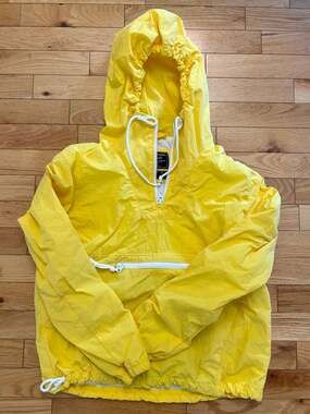 Abercrombie & Fitch Anorak Windbreaker Size XS Yellow Half Zip Hooded Jacket